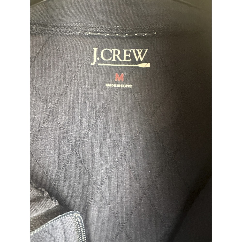 J.Crew Quilted Quarter Zip Pullover Color block Navy Blue Green Men's Medium - Picture 7 of 10